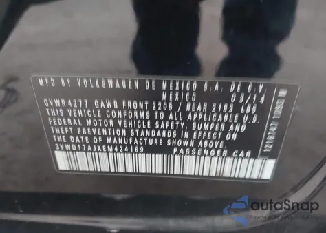 2014 Volkswagen Jetta 1.8T Se from USA, damaged, VIN 3VWD17AJXEM424169